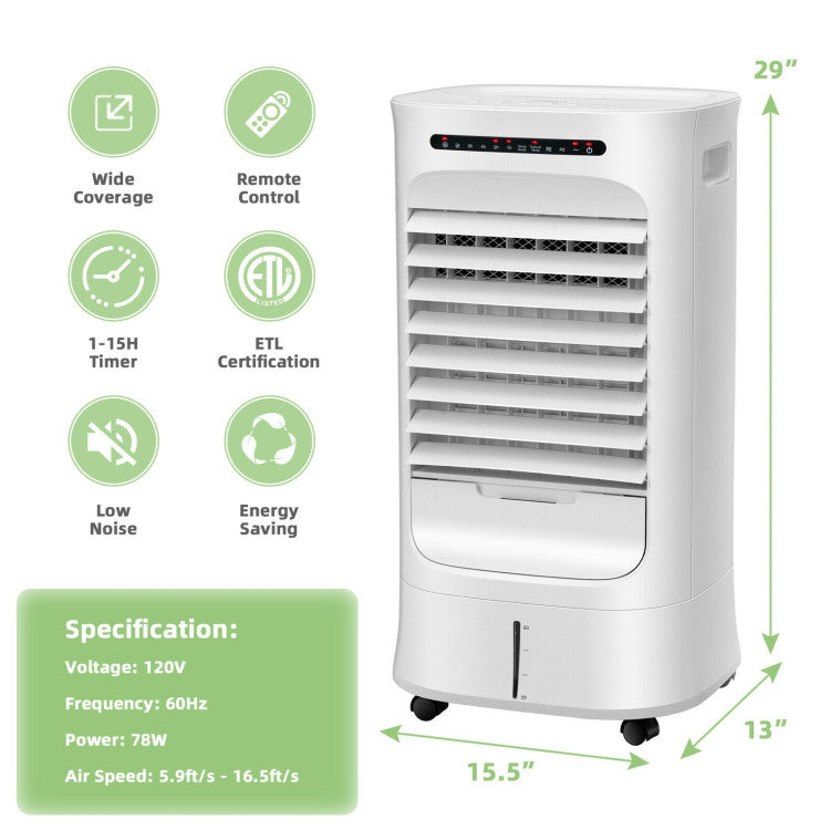 4-in-1 Portable Air Conditioner & Evaporative Air Cooler with Timer and 3 Modes