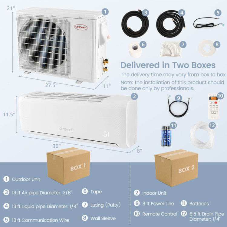 Energy Star Certified 12000 BTU 21 SEER2 208-230V Ductless Mini Split Air Conditioner with Heater Pump