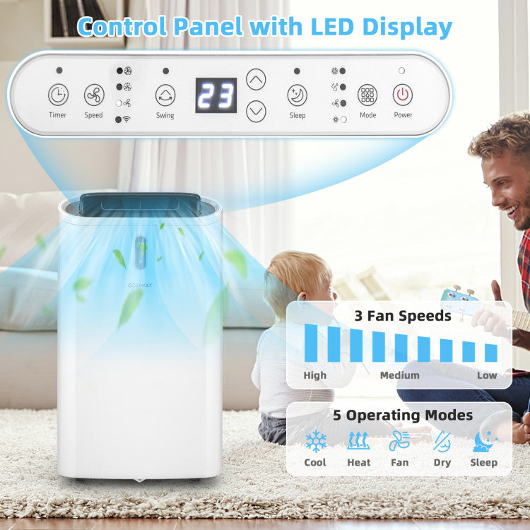 14000 BTU(Ashrae) Portable Air Conditioner with APP and WiFi Control