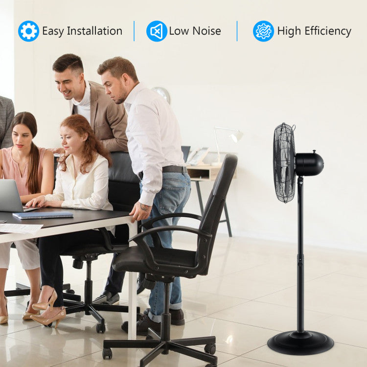 16 Inch Pedestal Standing Fan Oscillating Pedestal Fan with 3 Speeds and Adjustable Height