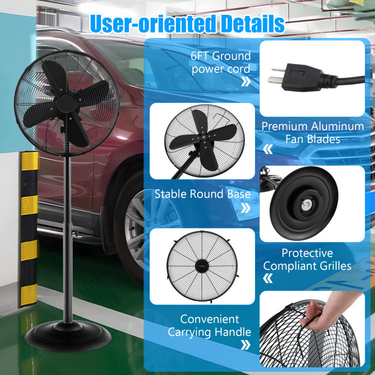 16 Inch Pedestal Standing Fan Oscillating Pedestal Fan with 3 Speeds and Adjustable Height