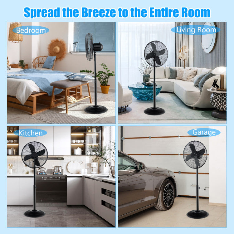 16 Inch Pedestal Standing Fan Oscillating Pedestal Fan with 3 Speeds and Adjustable Height