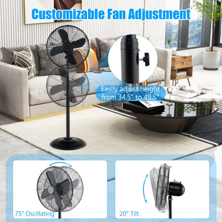 16 Inch Pedestal Standing Fan Oscillating Pedestal Fan with 3 Speeds and Adjustable Height