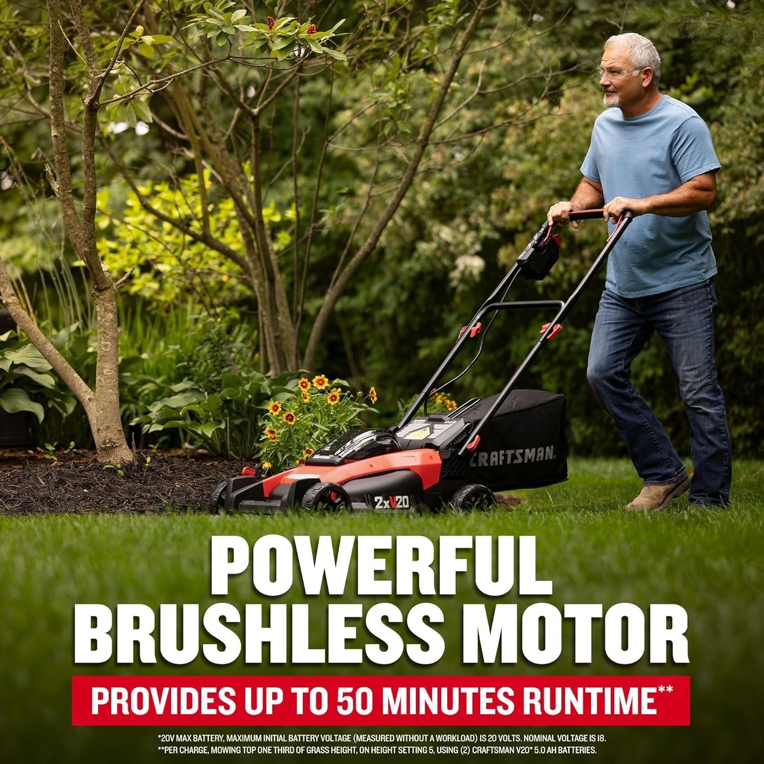 CRAFTSMAN V20 Cordless Push Lawn Mower – 20-Inch Deck