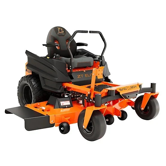 Pillowle Bad Boy ZT Elite 60-inch 26 HP gas zero-turn mower with cutting deck and comfortable seat, ready for lawn maintenance.
