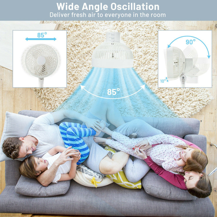 9 Inch Portable Oscillating Pedestal Floor Fan with Adjustable Heights and Speeds