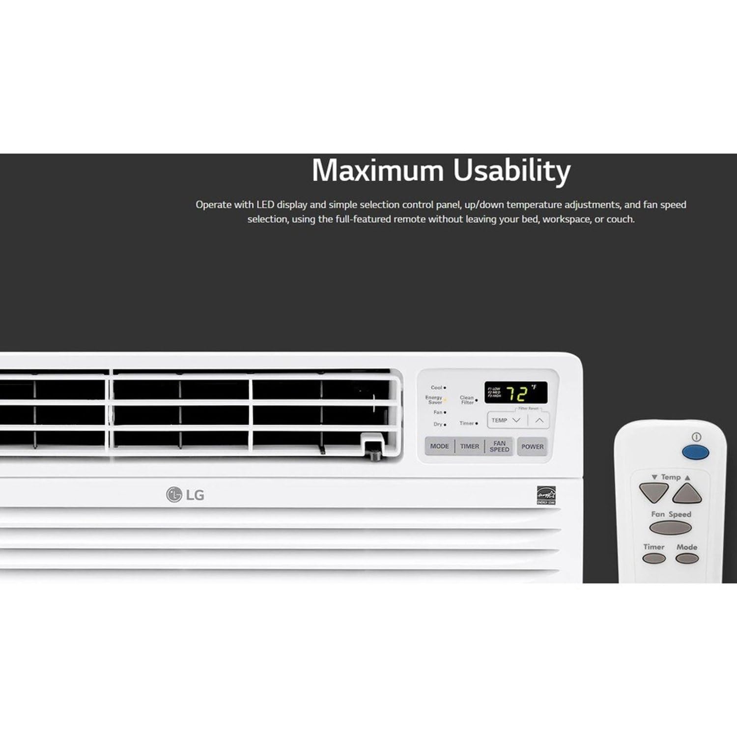 LG 14,000 BTU Through the Wall Air Conditioner, 230/208V, Cools 700 Sq.Ft. for Bedroom, Living Room, Apartment