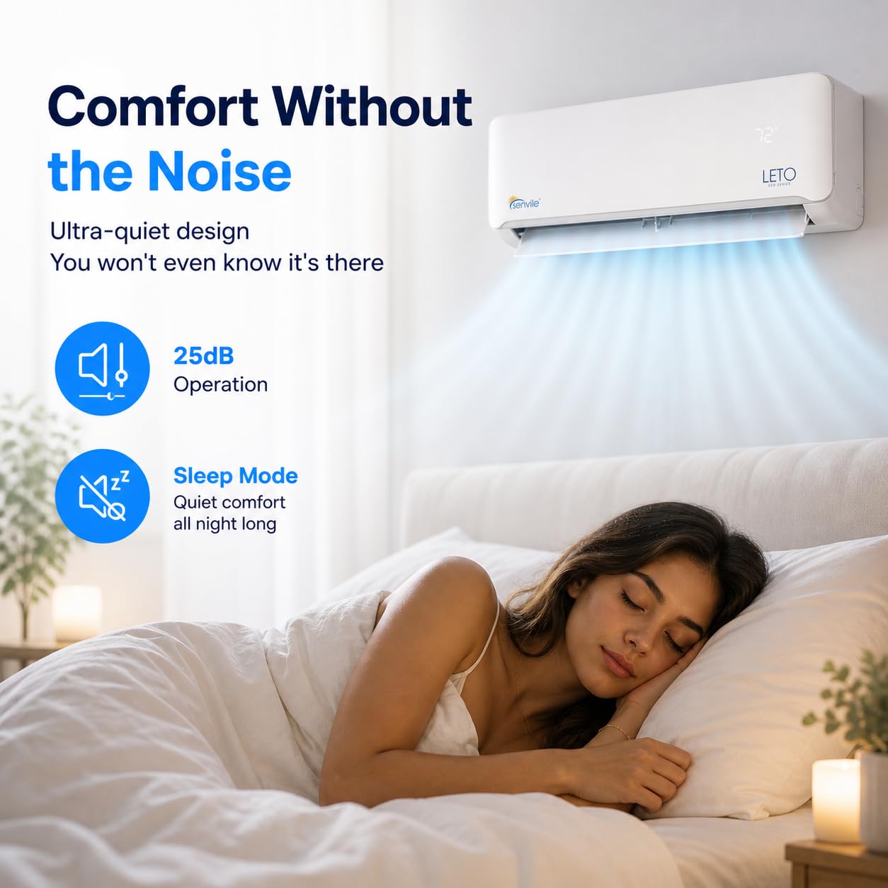 LETO Mini Split Air Conditioner, Heat Pump, White, 24000 BTU