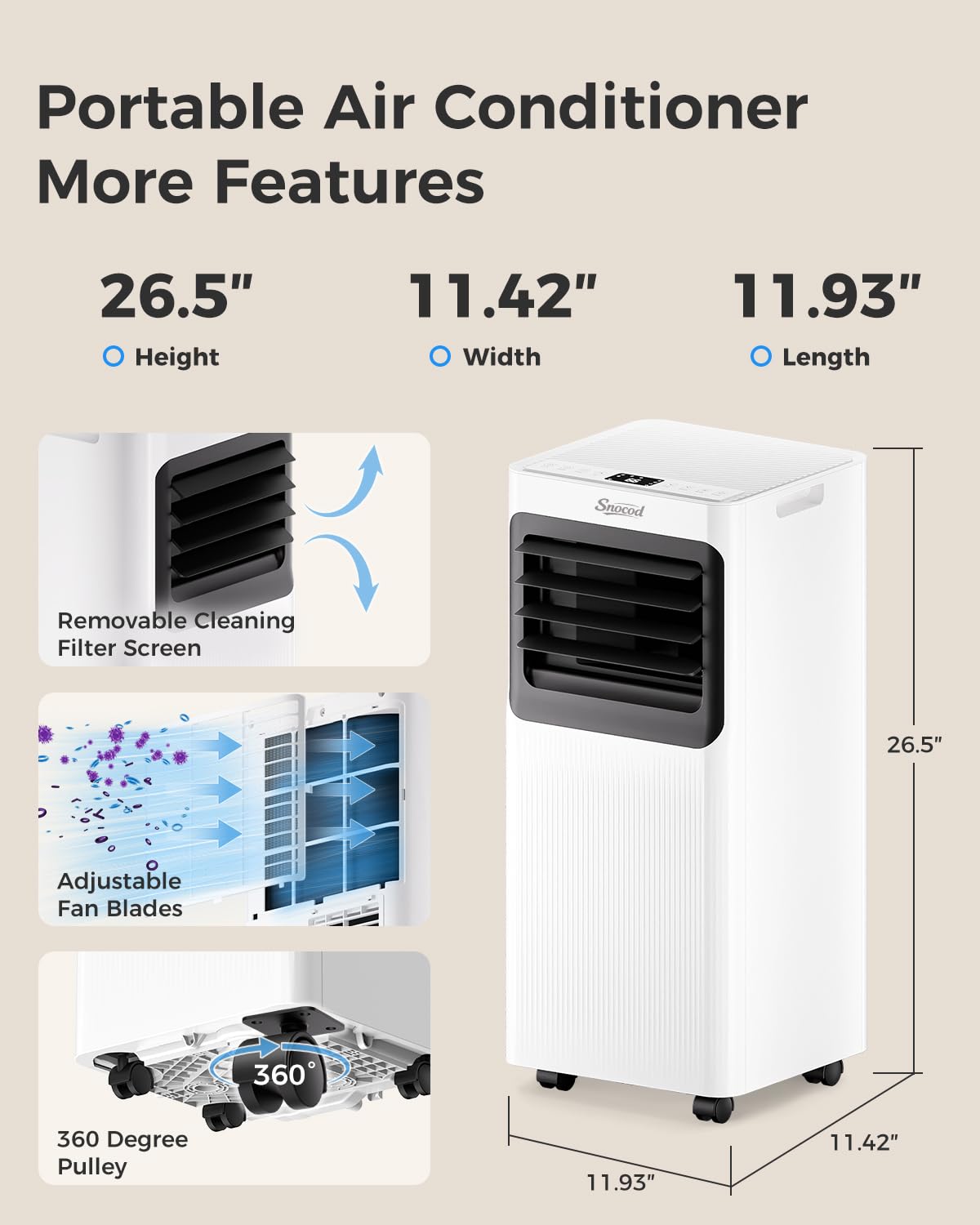 16,000 B T U Portable Air Conditioners for Large Room up to 750 Sq. Ft., 5-in-1 Smart AC with WiFi App, Remote Control
