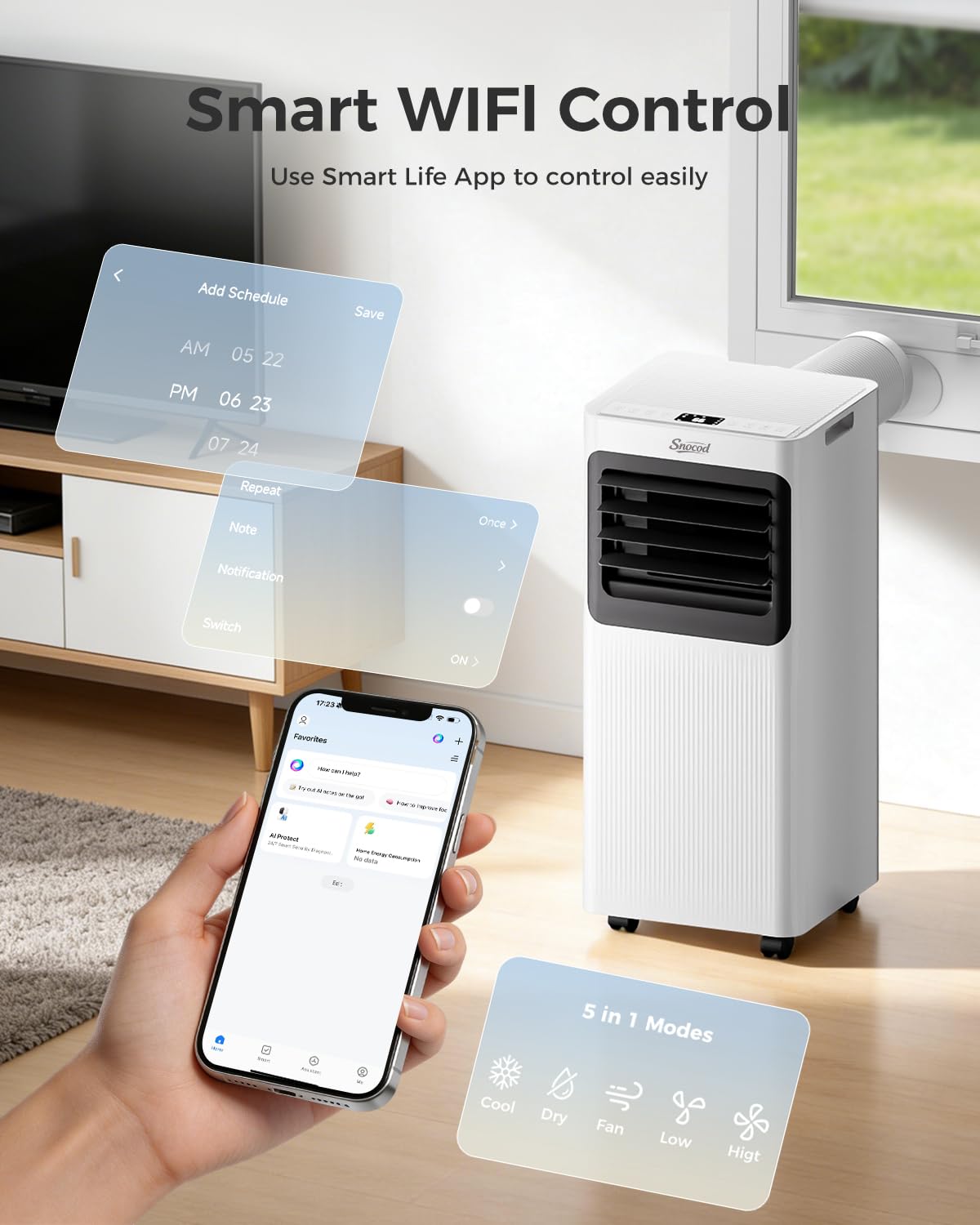 16,000 B T U Portable Air Conditioners for Large Room up to 750 Sq. Ft., 5-in-1 Smart AC with WiFi App, Remote Control