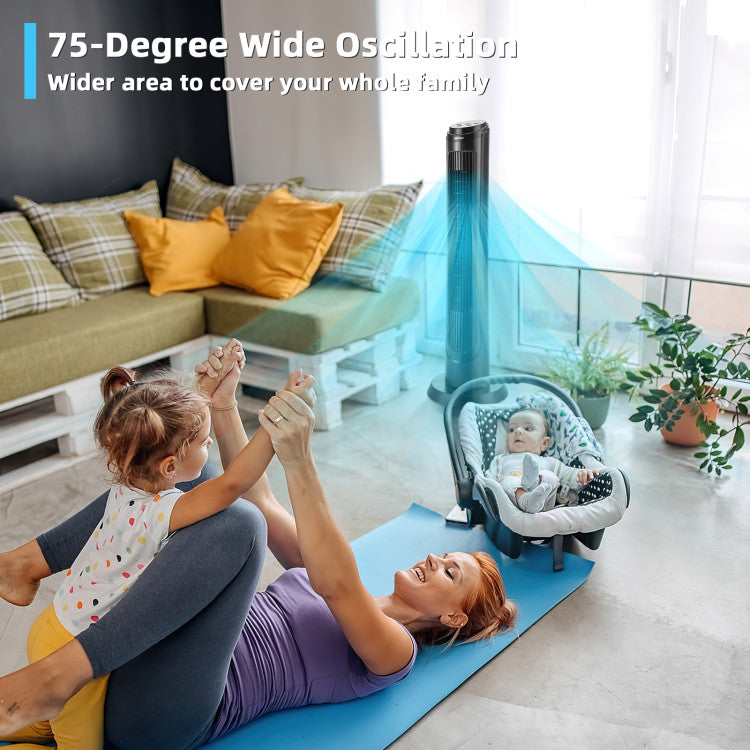 40 Inch Tower Fan with Remote 75˚ Oscillating Fan with 3 Wind Modes and 4 Wind Speeds