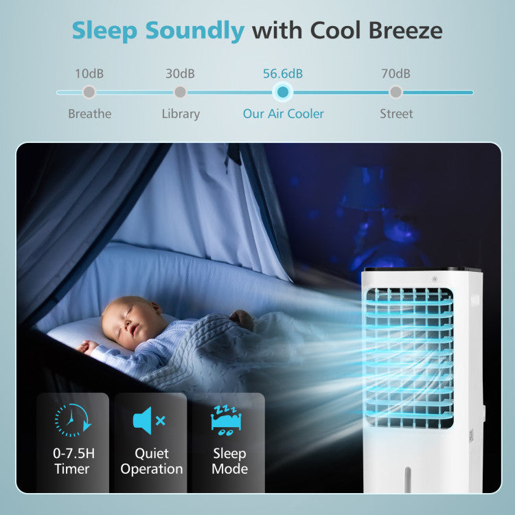 4-in-1 Portable Air Conditioner & Evaporative Air Cooler with 12L Water Tank and 4 Ice Boxes