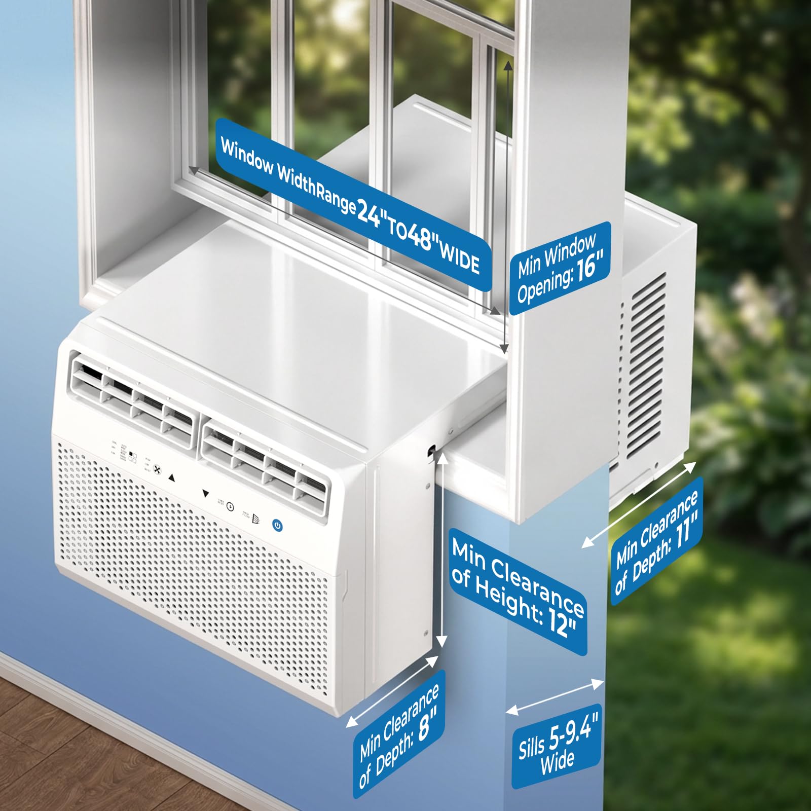 U-Shaped Window Air Conditioner, 10,000 BTU Window AC Unit Cools Up to 450 Sq. Ft for Bedroom/Living Room