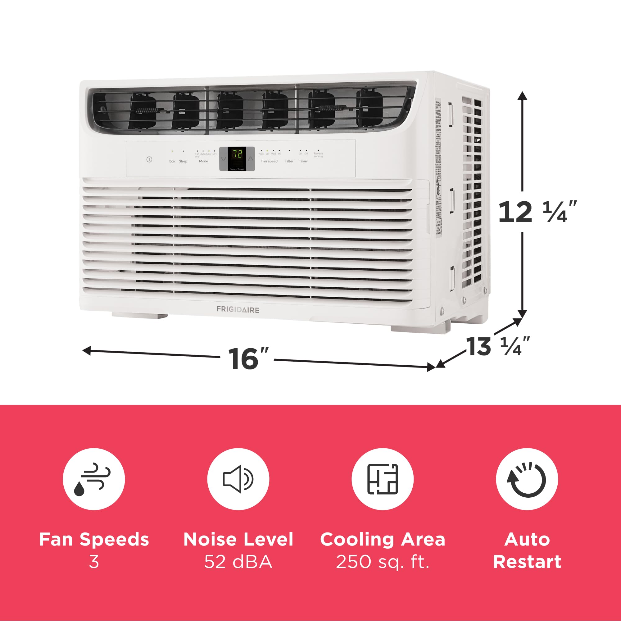 6,000 BTU Window Air Conditioner with Remote Control, Cools Up to 250 Sq. Ft., Quiet Operation, Eco Mode