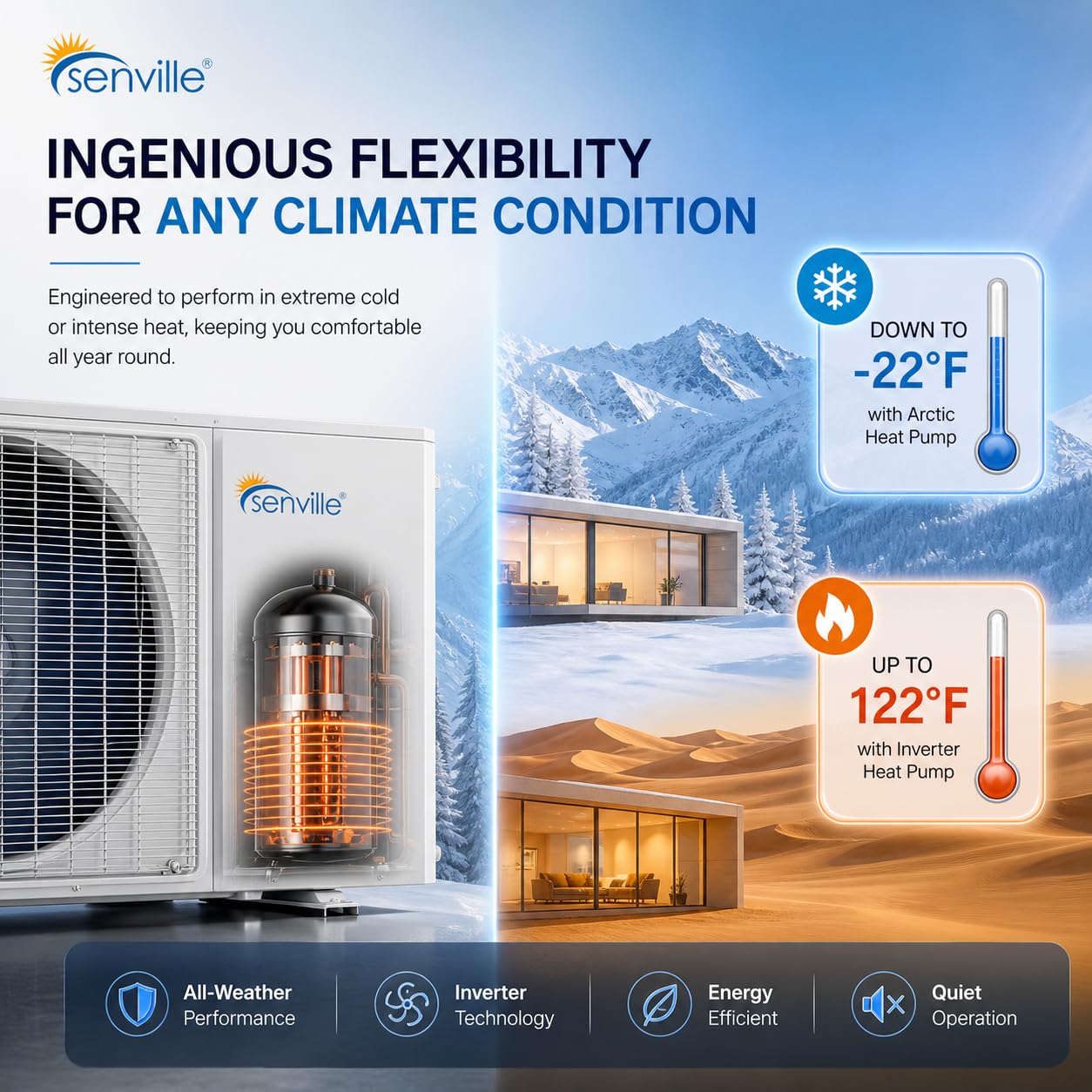 AURA Mini Split Air Conditioner, Heat Pump, White, 24000 BTU
