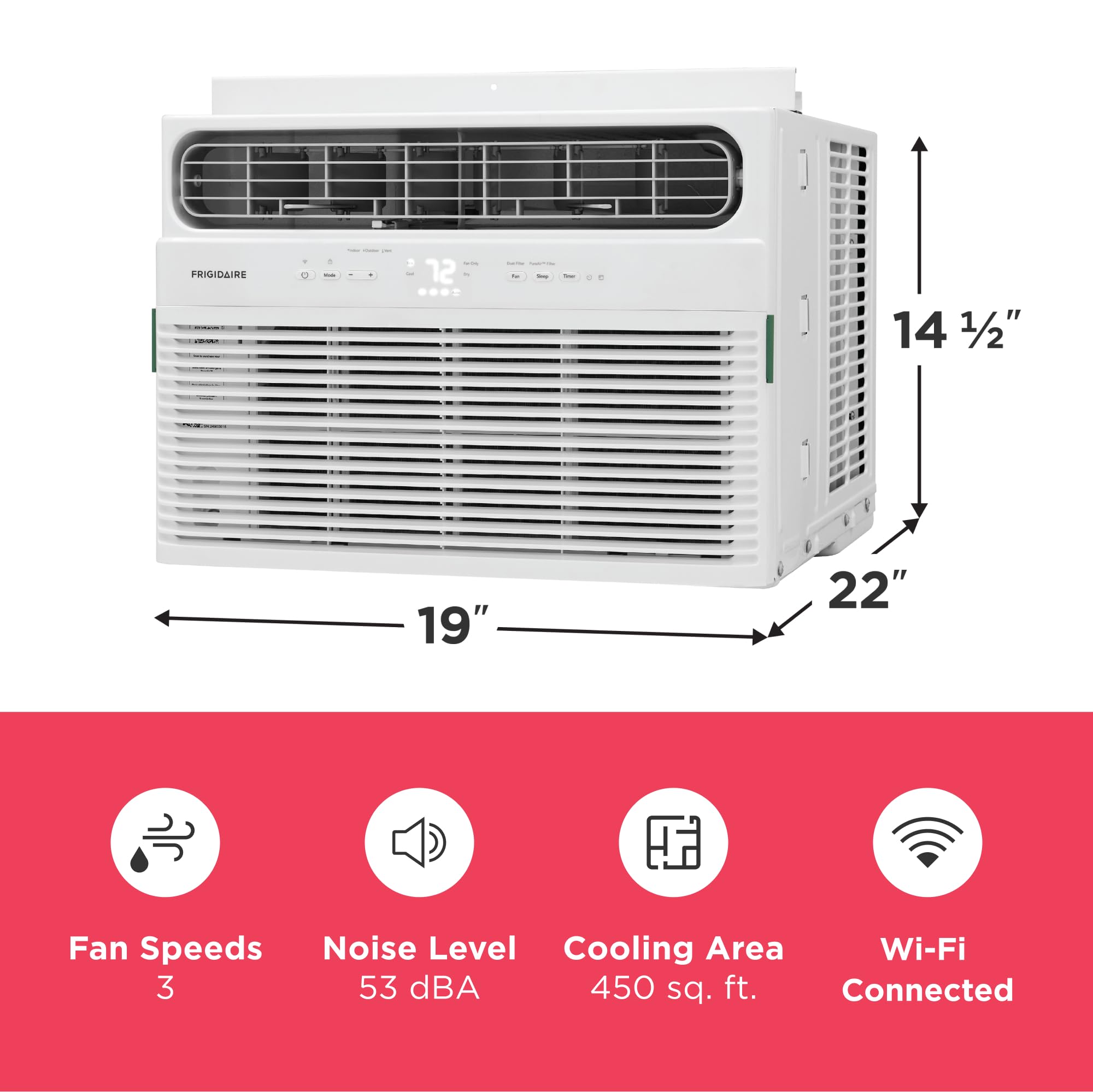 10,000 BTU Smart Window Air Conditioner with Wi-Fi, Cools Up to 450 Sq. Ft., Remote Control, Quiet Operation