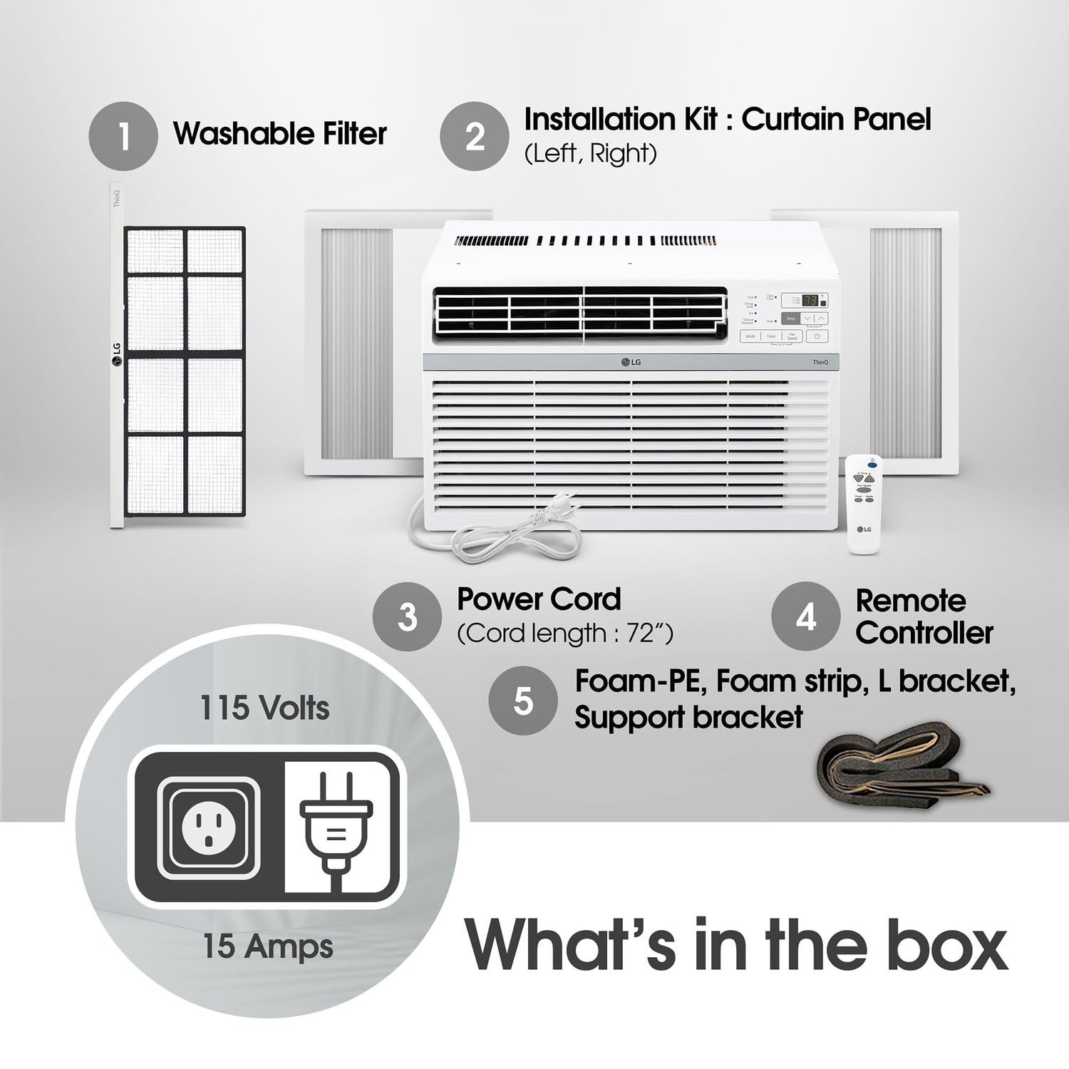 8,000 Window Air Conditioner, 115V, 350 Sq.Ft. (14' x 25' Room Size), Quiet Operation, Electronic Control with Remote