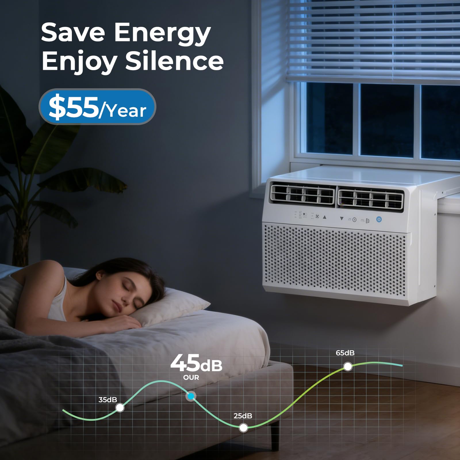 U-Shaped Window Air Conditioner, 10,000 BTU Window AC Unit Cools Up to 450 Sq. Ft for Bedroom/Living Room