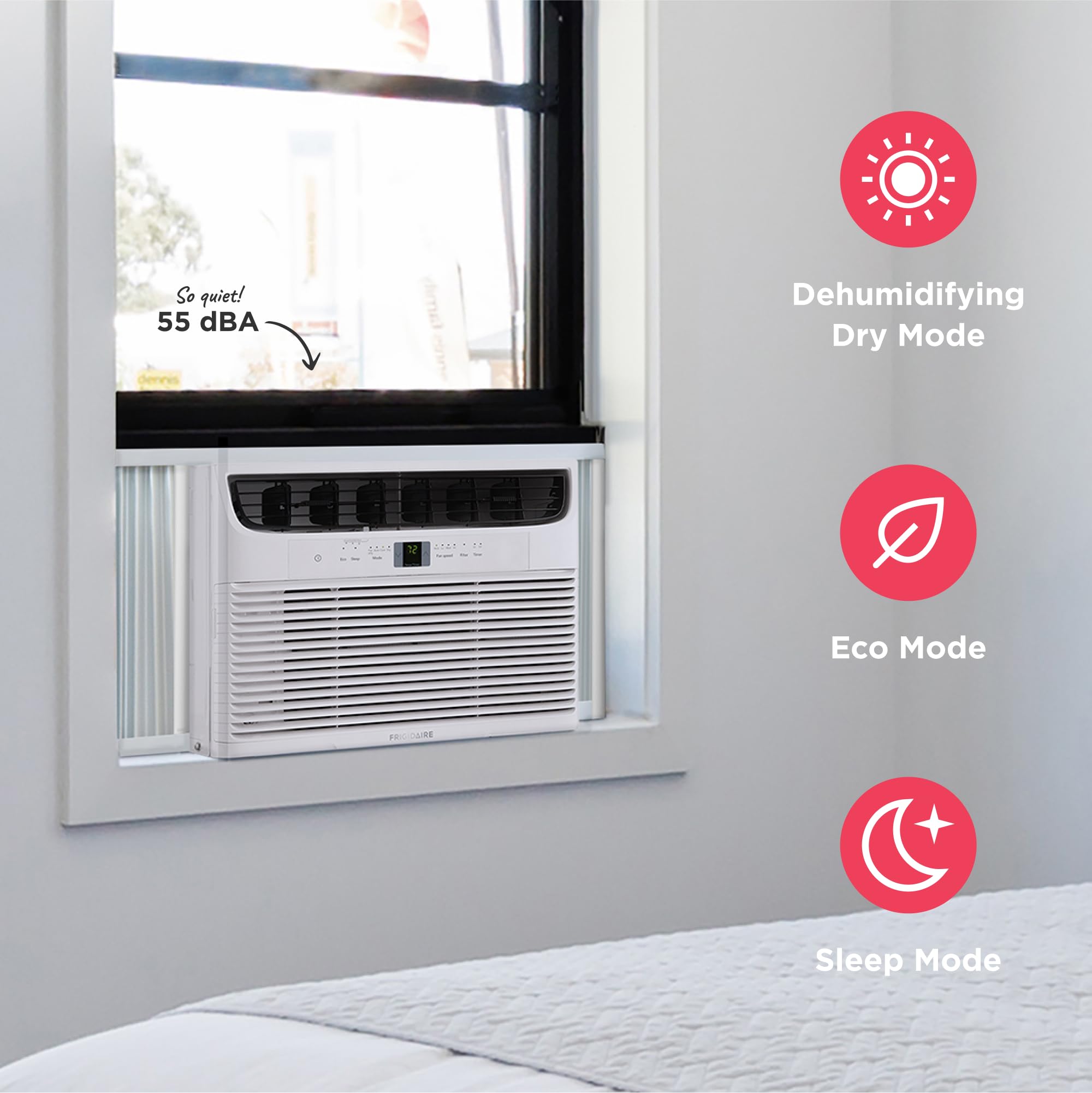 12,000 BTU Window Air Conditioner with Remote Control, Cools Up to 550 Sq. Ft., Quiet Operation, Eco Mode