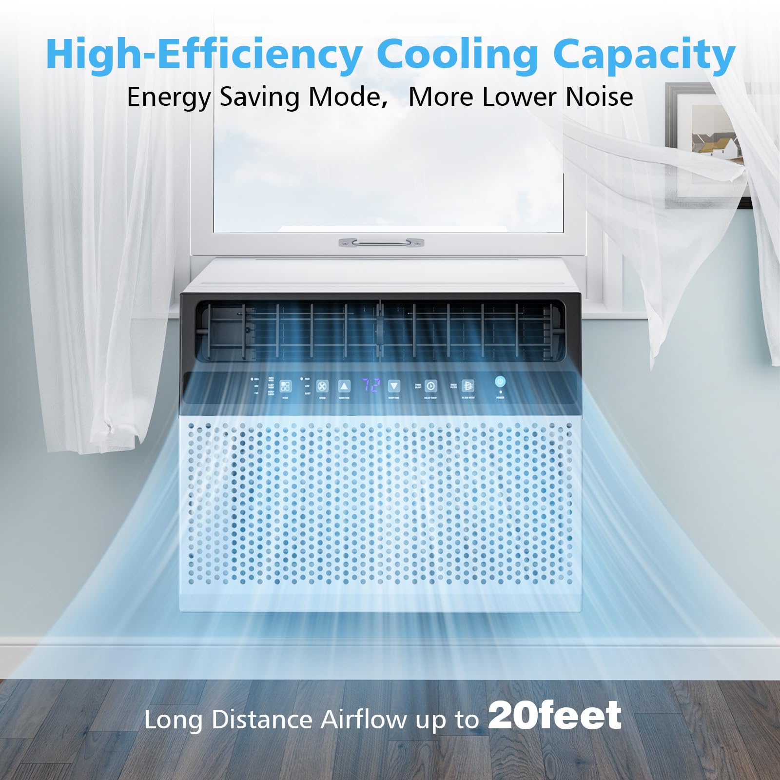 COWSAR U-Shaped 12000 BTU Window Air Conditioner, Window AC Unit Cools Up to 550 Sq.Ft, Quiet Operation for Large Bedroom