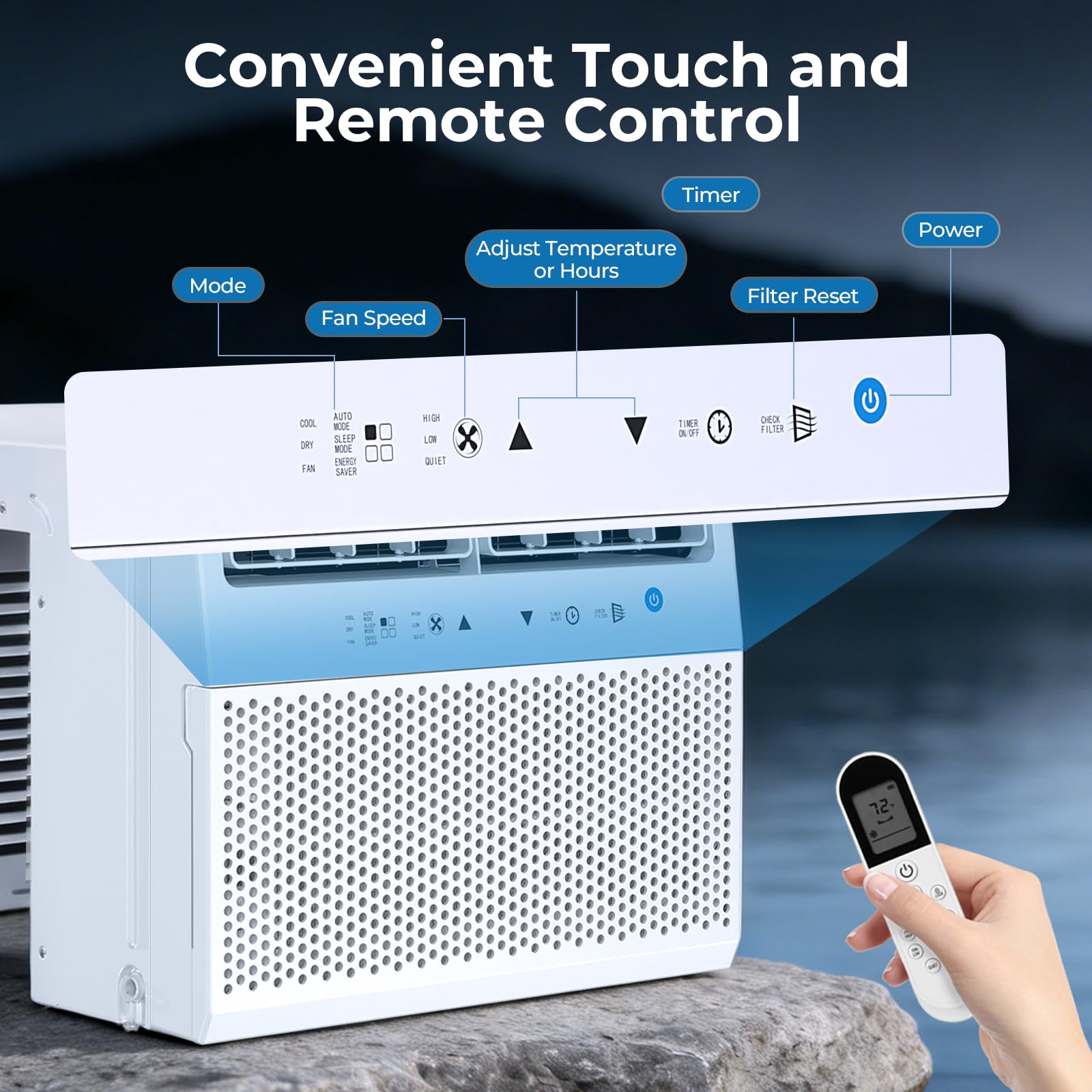 U-Shaped Window Air Conditioner, 10,000 BTU Window AC Unit Cools Up to 450 Sq. Ft for Bedroom/Living Room