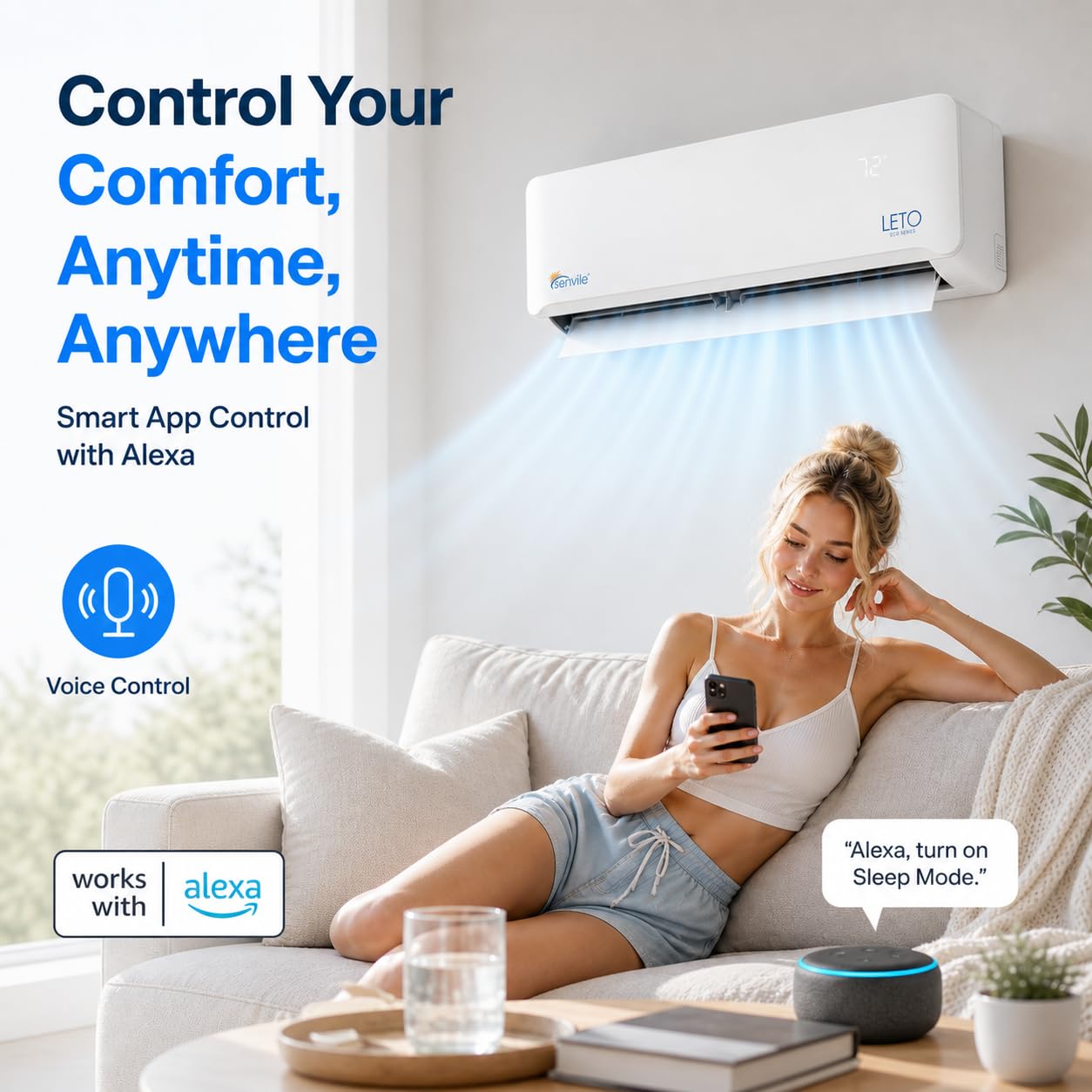 LETO Mini Split Air Conditioner, Heat Pump, White, 24000 BTU