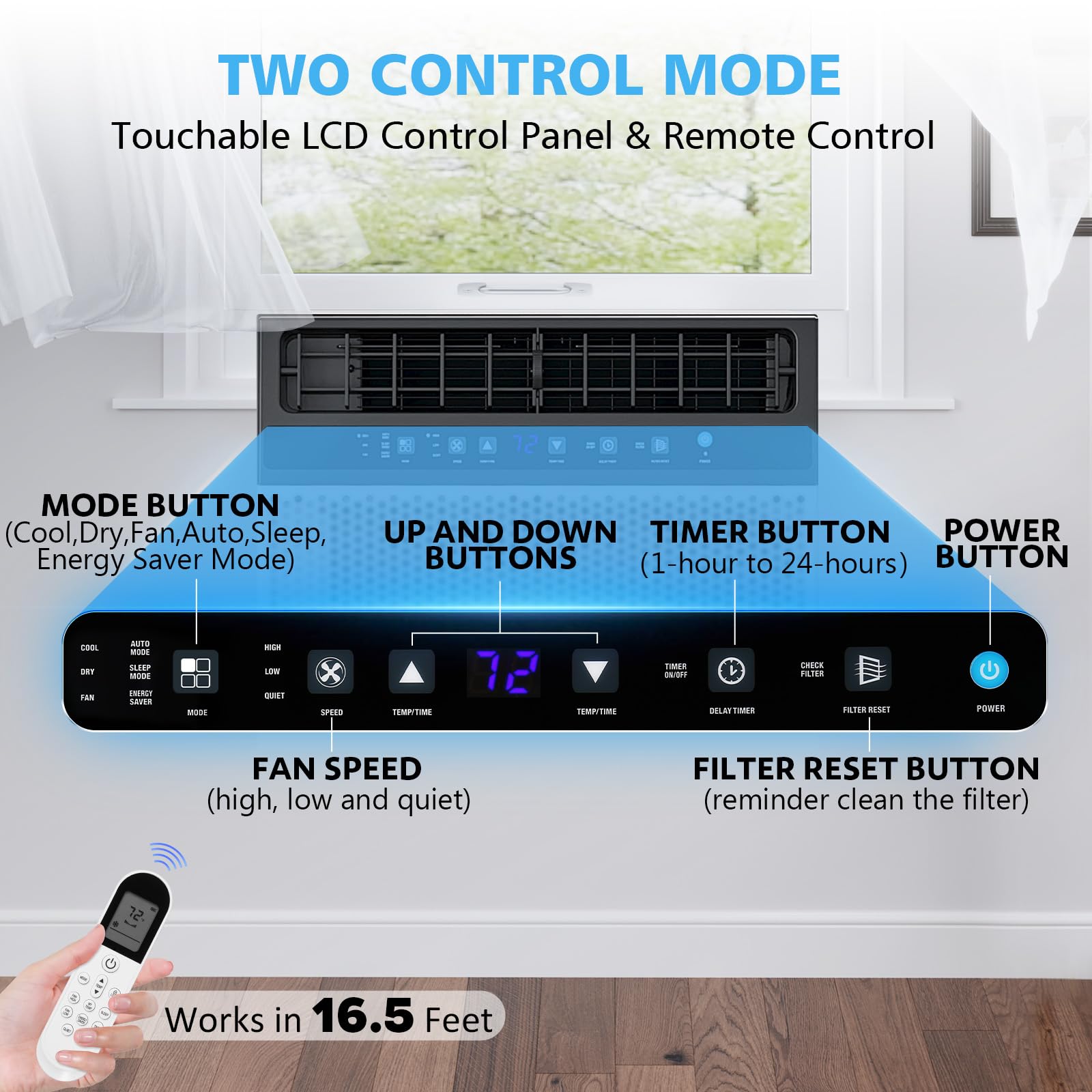 COWSAR U-Shaped 12000 BTU Window Air Conditioner, Window AC Unit Cools Up to 550 Sq.Ft, Quiet Operation for Large Bedroom