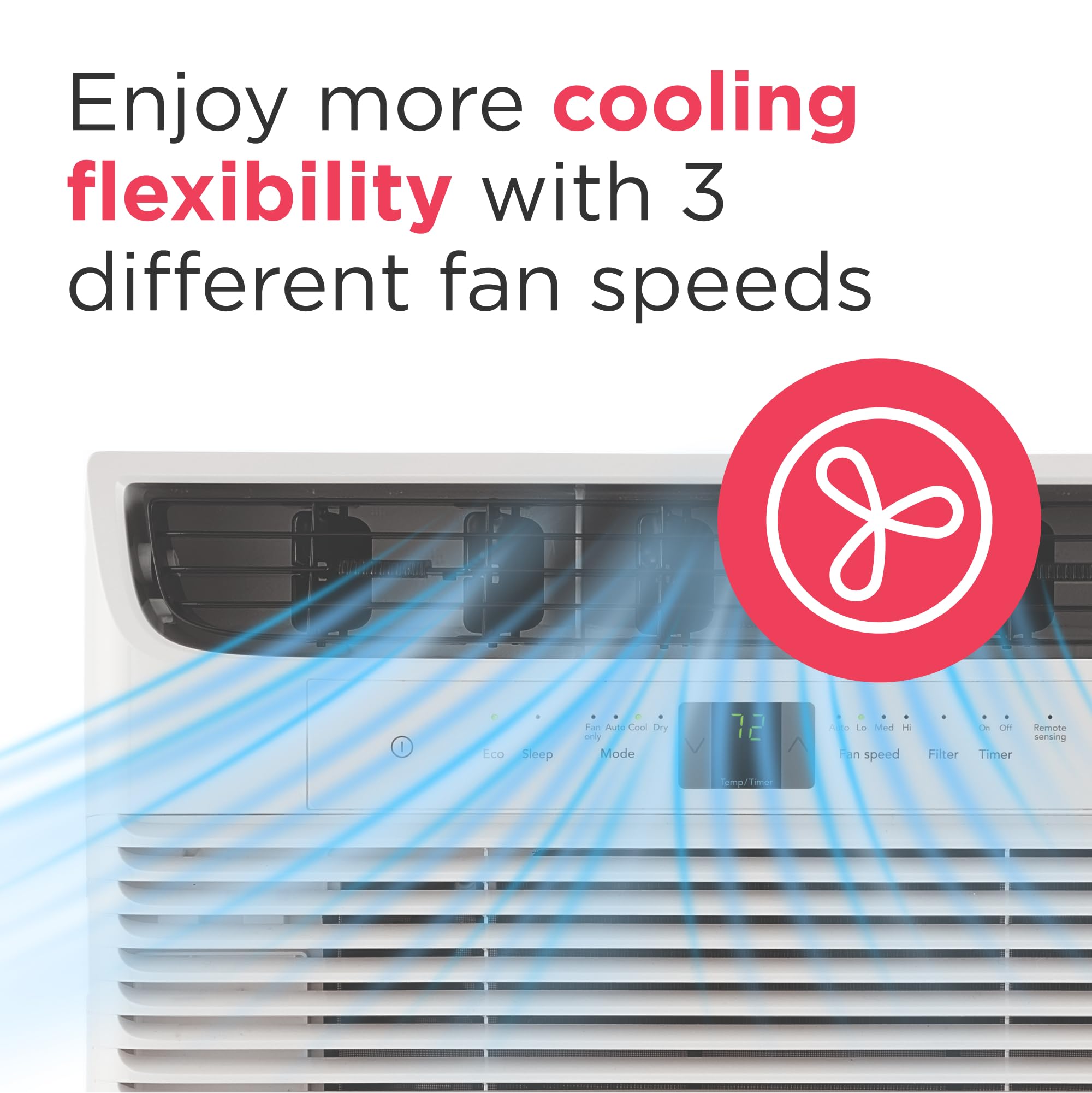 8,000 BTU Window Air Conditioner with Remote Control, Cools Up to 350 Sq. Ft., Quiet Operation, Eco Mode