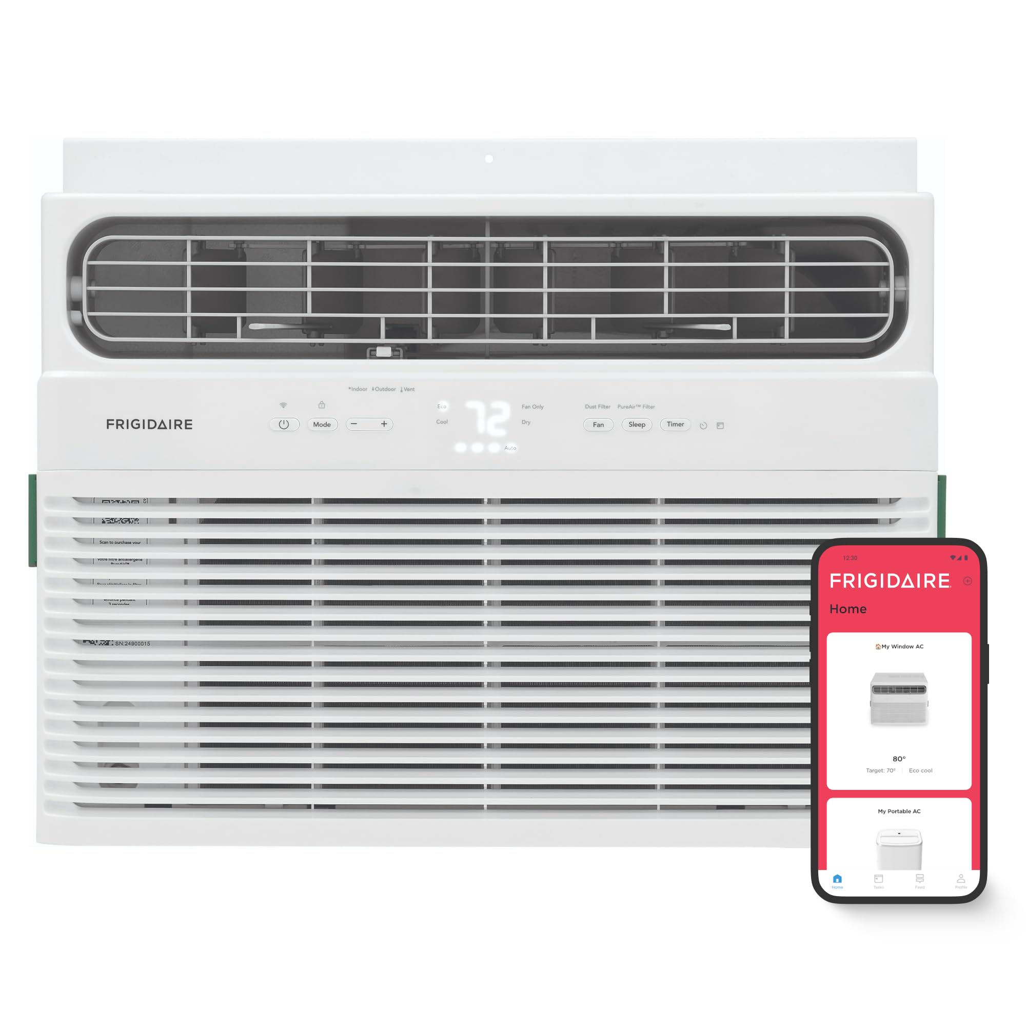 10,000 BTU Smart Window Air Conditioner with Wi-Fi, Cools Up to 450 Sq. Ft., Remote Control, Quiet Operation