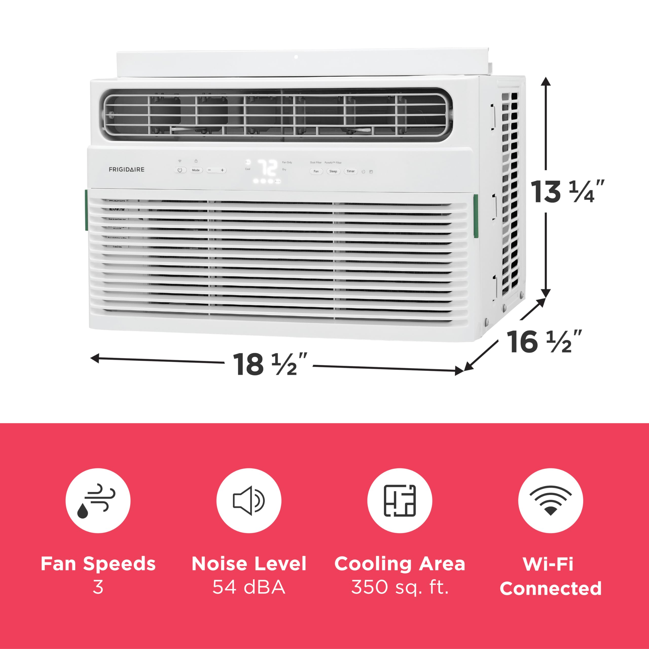 8,000 BTU Smart Window Air Conditioner with Wi-Fi, Cools Up to 350 Sq. Ft., Remote Control, Quiet Operation