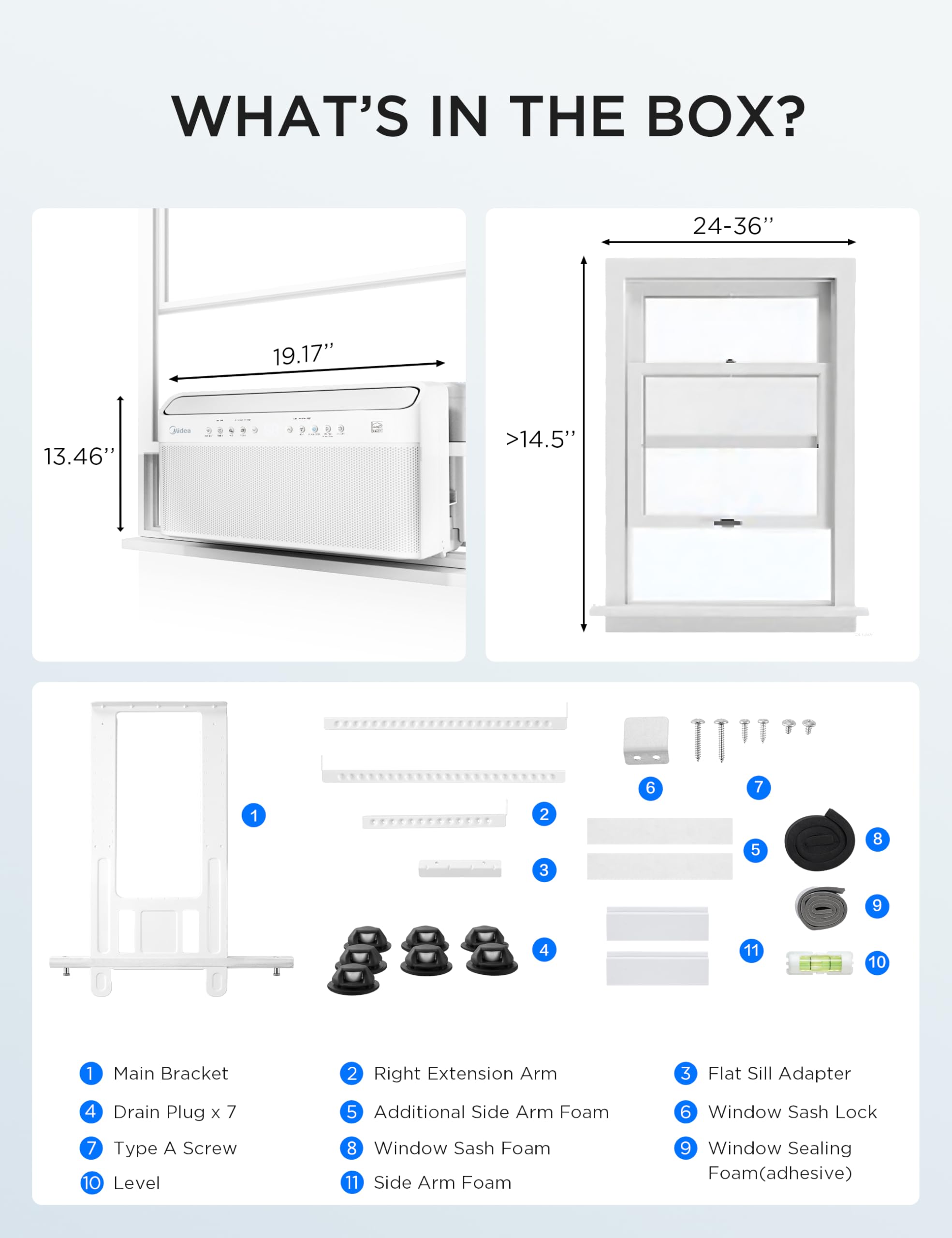 Midea 8,000 BTU U Shaped Window Air Conditioner, Cools up to 350 Sq Ft