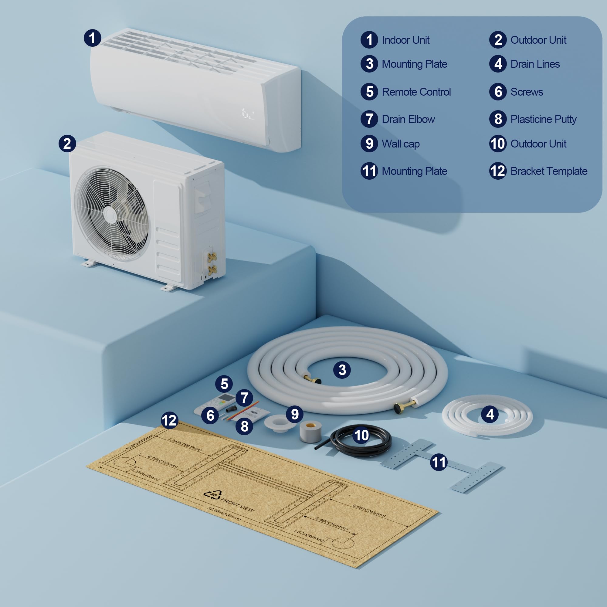 9000 BTU Mini Split AC/Heating System,19 SEER2 110/120V Energy Efficient Ductless Inverter System,Cools Up