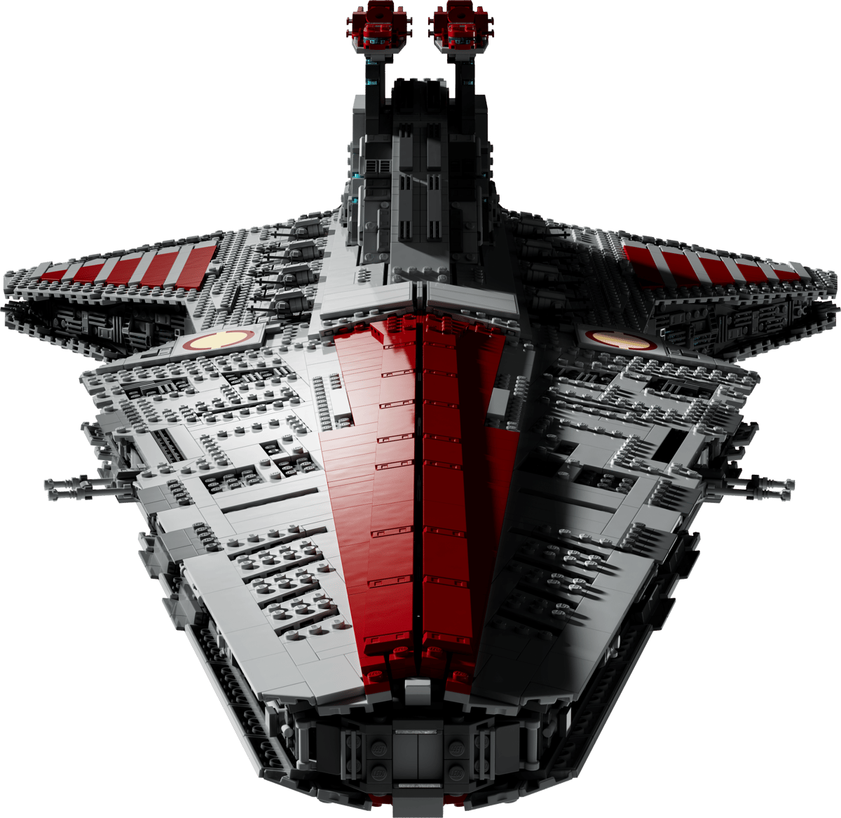Decorative vase shaped like LEGO Star Wars Venator-Class Republic Attack Cruiser, featuring detailed spaceship design by Pillowle.