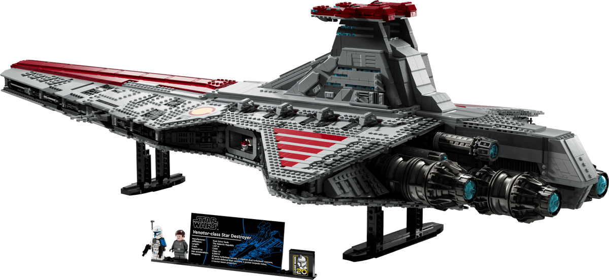 LEGO Star Wars Venator-Class Republic Attack Cruiser decorative vase by Pillowle, detailed LEGO-inspired design for display.