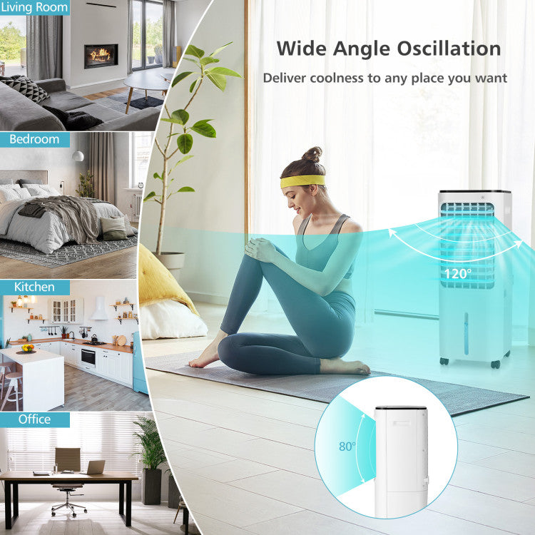 4-in-1 Portable Air Conditioner & Evaporative Air Cooler with 12L Water Tank and 4 Ice Boxes
