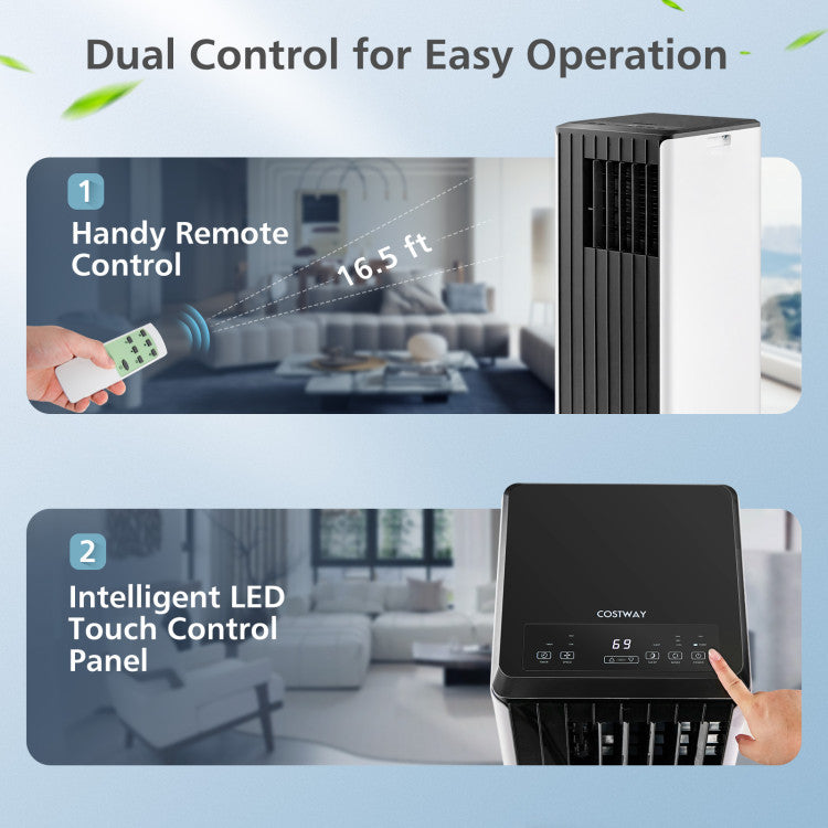 10000 BTU(Ashrae) Portable Air Conditioner Cools 350 Sq.Ft with Dehumidifier