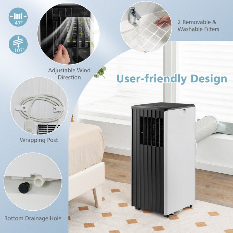 10000 BTU(Ashrae) Portable Air Conditioner Cools 350 Sq.Ft with Dehumidifier