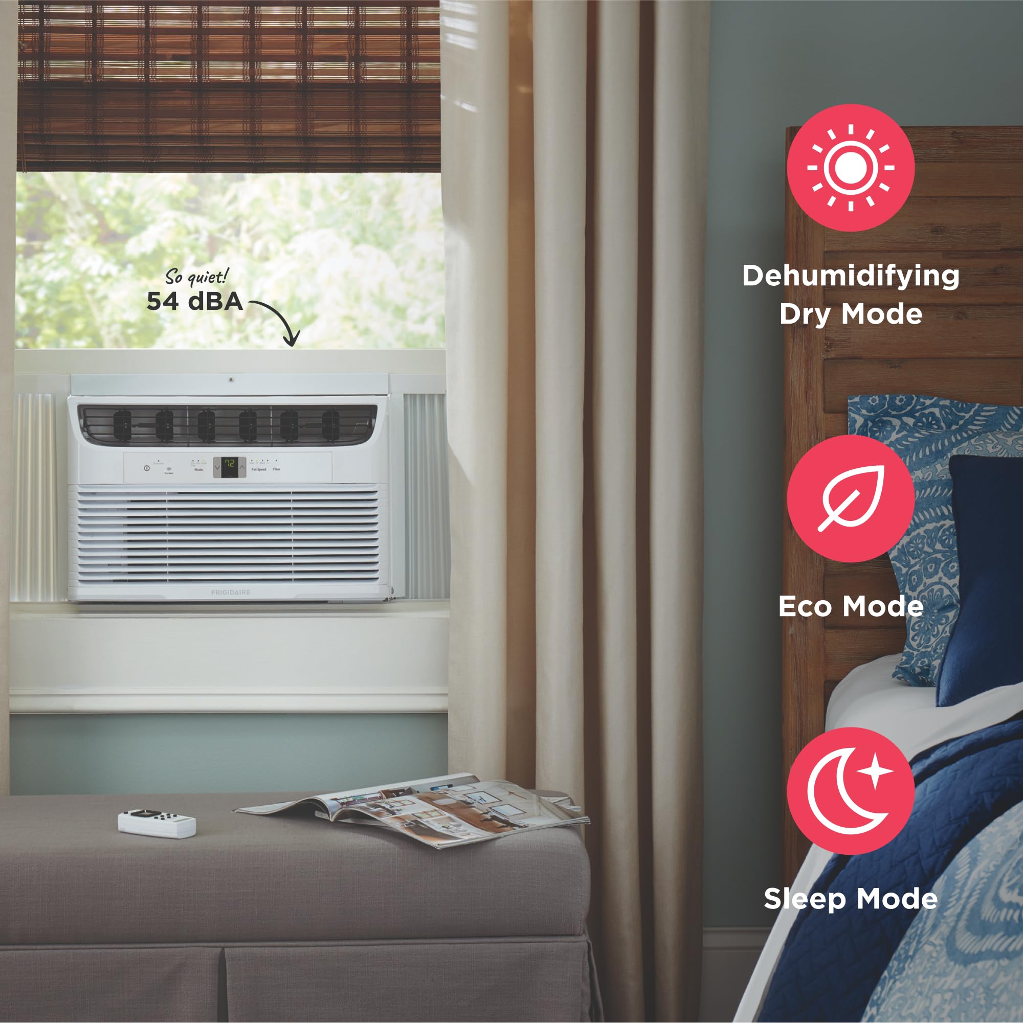 8,000 BTU Window Air Conditioner with Remote Control, Cools Up to 350 Sq. Ft., Quiet Operation, Eco Mode