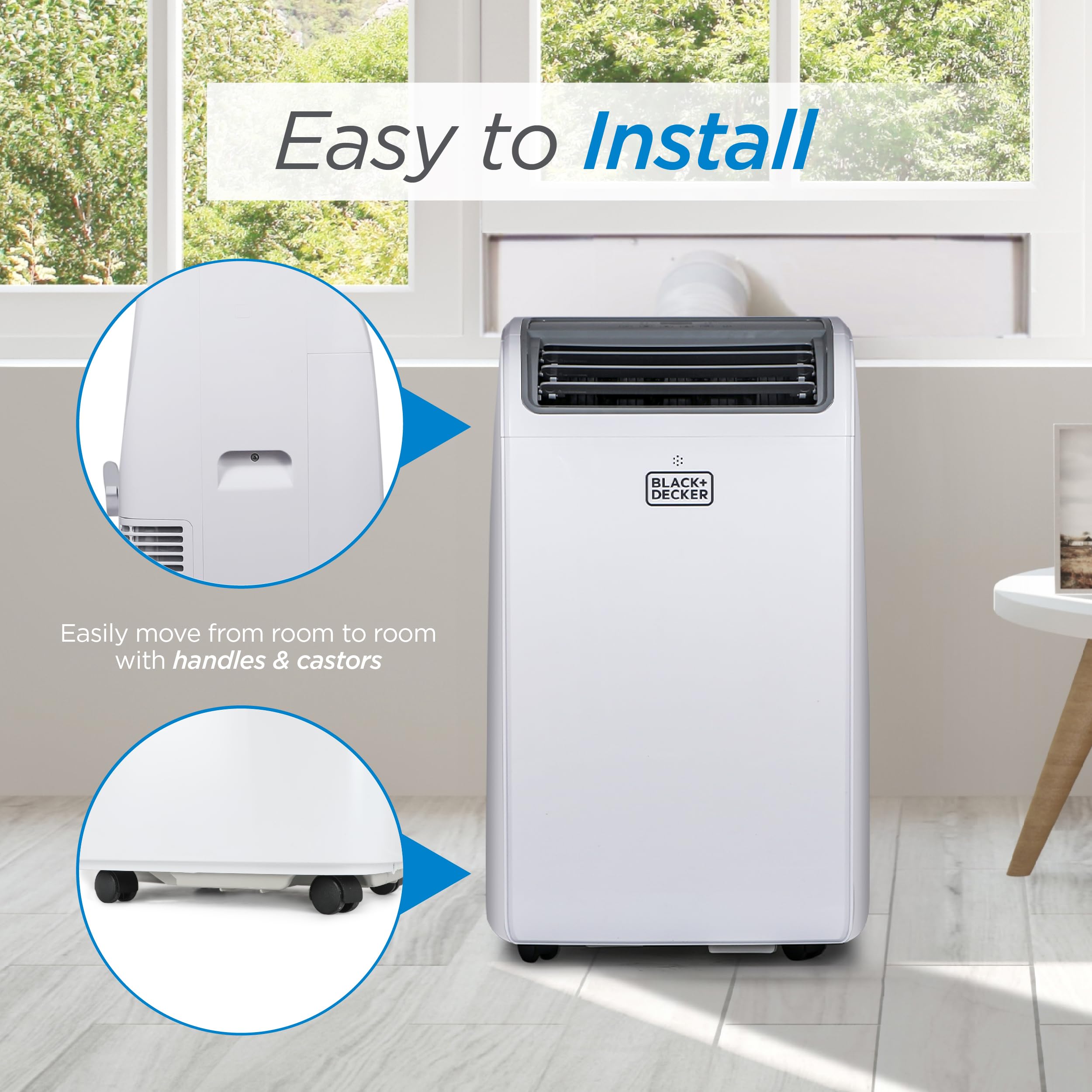 BLACK+DECKER Smart Portable Air Conditioner with Heat, 14,000 BTU, White