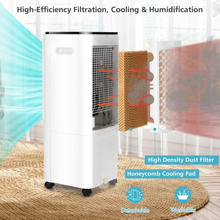 4-in-1 Portable Air Conditioner & Evaporative Air Cooler with 12L Water Tank and 4 Ice Boxes