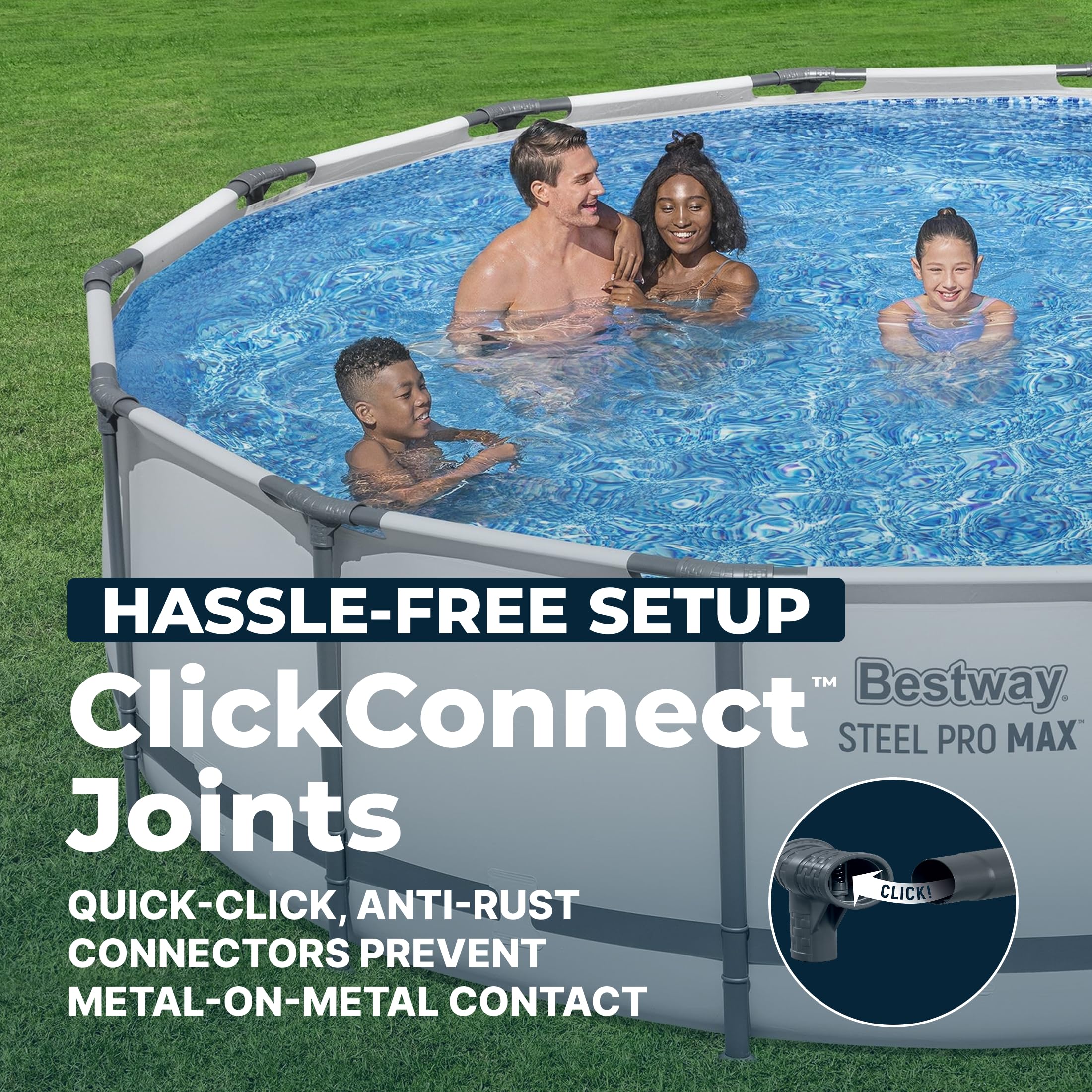 Steel Pro MAX 20 Foot x 52 Inch Round Above Ground Swimming Pool Set Outdoor Metal Frame Family Pool with Filter Pump