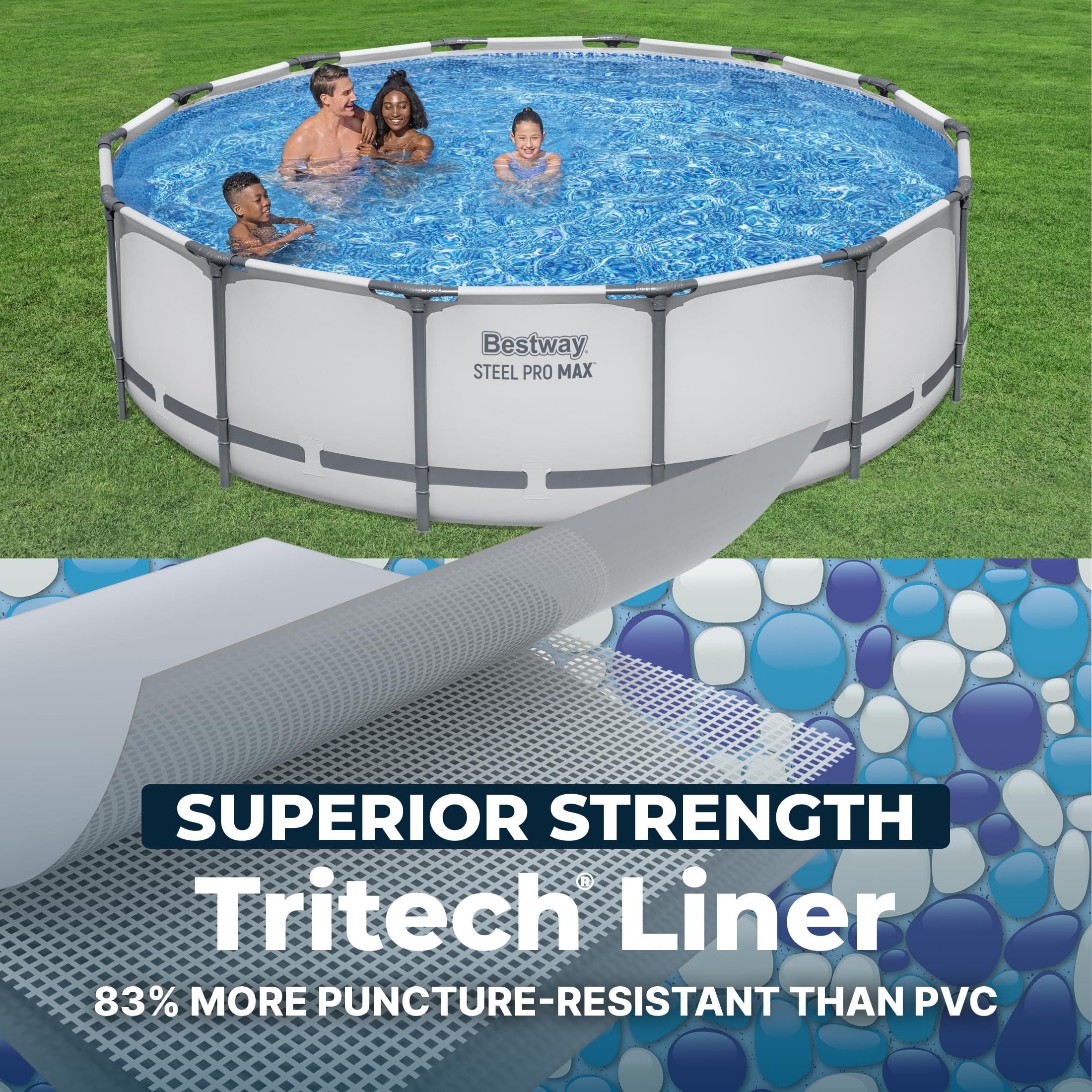Steel Pro MAX 20 Foot x 52 Inch Round Above Ground Swimming Pool Set Outdoor Metal Frame Family Pool with Filter Pump