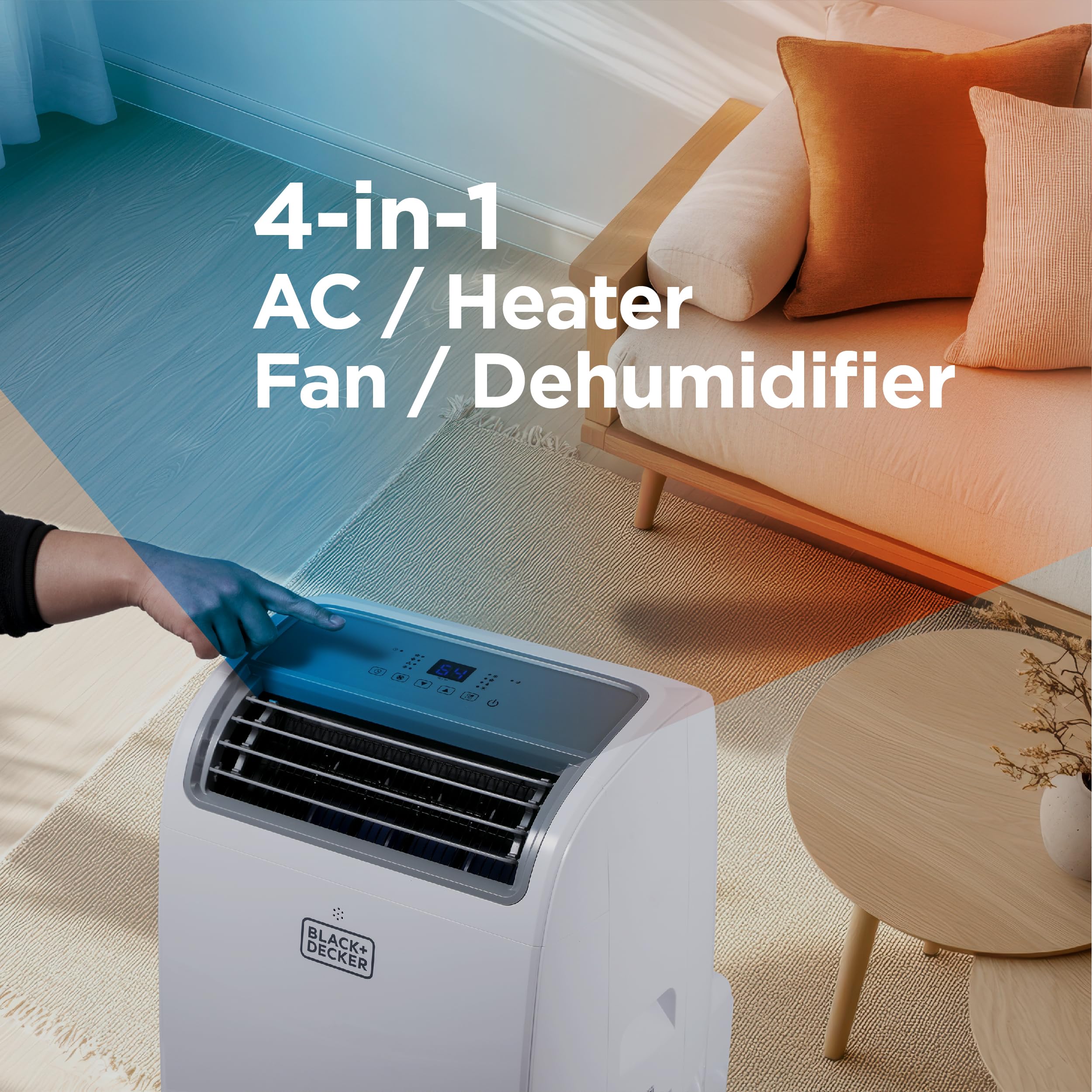 BLACK+DECKER Smart Portable Air Conditioner with Heat, 14,000 BTU, White