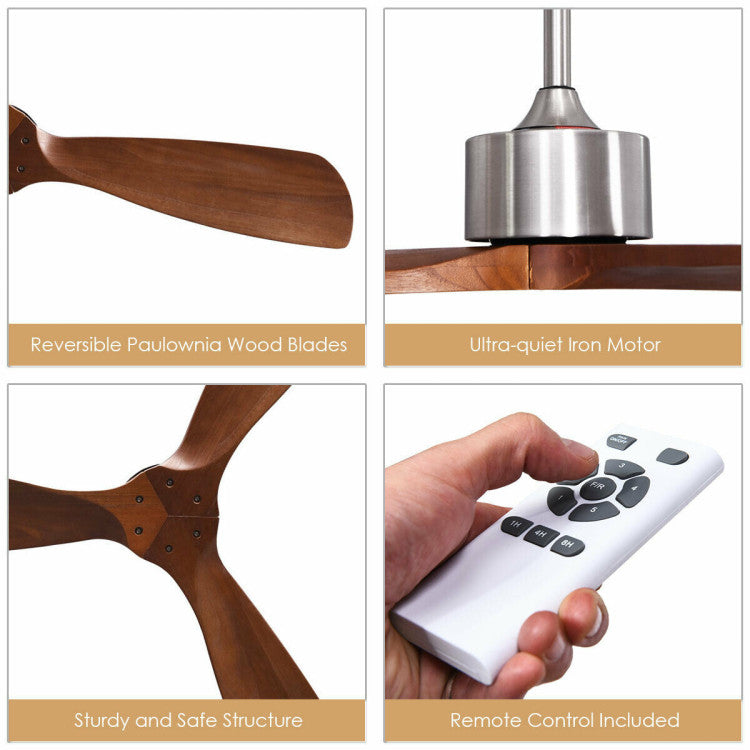 52 Inch Modern Brushed Nickel Finish Ceiling Fan with Remote Control