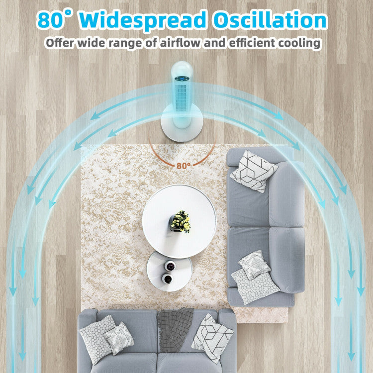 42 Inch 80 Degree Tower Fan with Smart Display Panel and Remote Control
