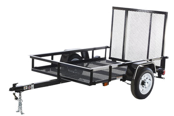 Steel mesh utility trailer by Pillowle, 4-ft by 7-ft carry-on trailer with durable steel construction and side mesh panels.