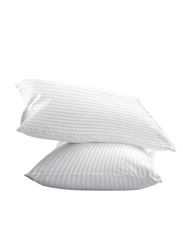 Hotel Stripe Bed Pillows Set of 2 — Soft Down Alternative Sleep Suppor