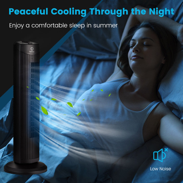 35W 28 Inch Quiet Bladeless Oscillating Tower Fan