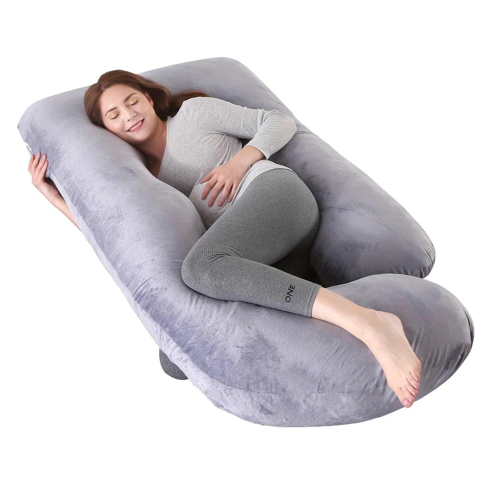 G-Shape Maternity Pillow Velvet Lumbar Support — Detachable Cushion