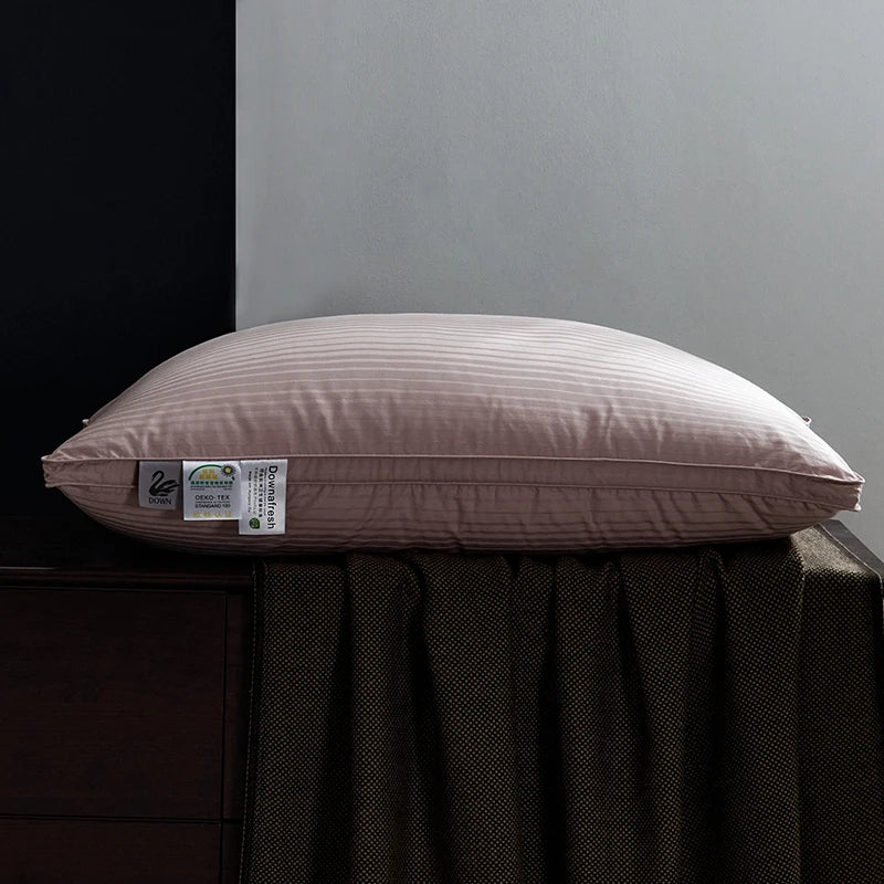 100% Goose Down Pillow with Cotton Cover — Hotel Soft Neck Support